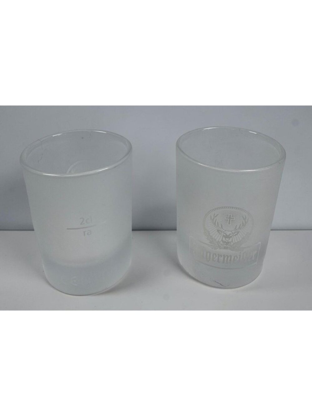 Jagermeister Shot Glass Set Frosted with White Logo 2cl Vintage Barware